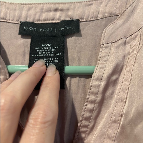 Joan Vass dusty pink Blouse Relaxed Ruched Mandarin Collar - Picture 4 of 4